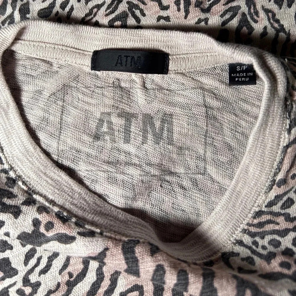 ATM Women's Slub Jersey Ocelot Print School Boy Crew - Small - Picture 7 of 9